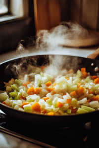 Add sliced onions, carrots